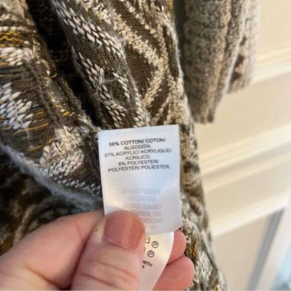 Lucky Brand Jaquard Knit Open Cardigan Neutral tan and brown, NWOT Medium - Picture 9 of 12